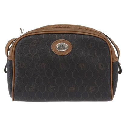 Christian Dior Vintage Honeycomb Shoulder Bag Canvas and Leather, BLACK, CANVAS, Shoulder bag