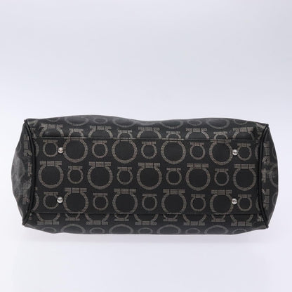 Salvatore Ferragamo Gancini Tote PVC Leather, BLACK, PVC, Tote bag