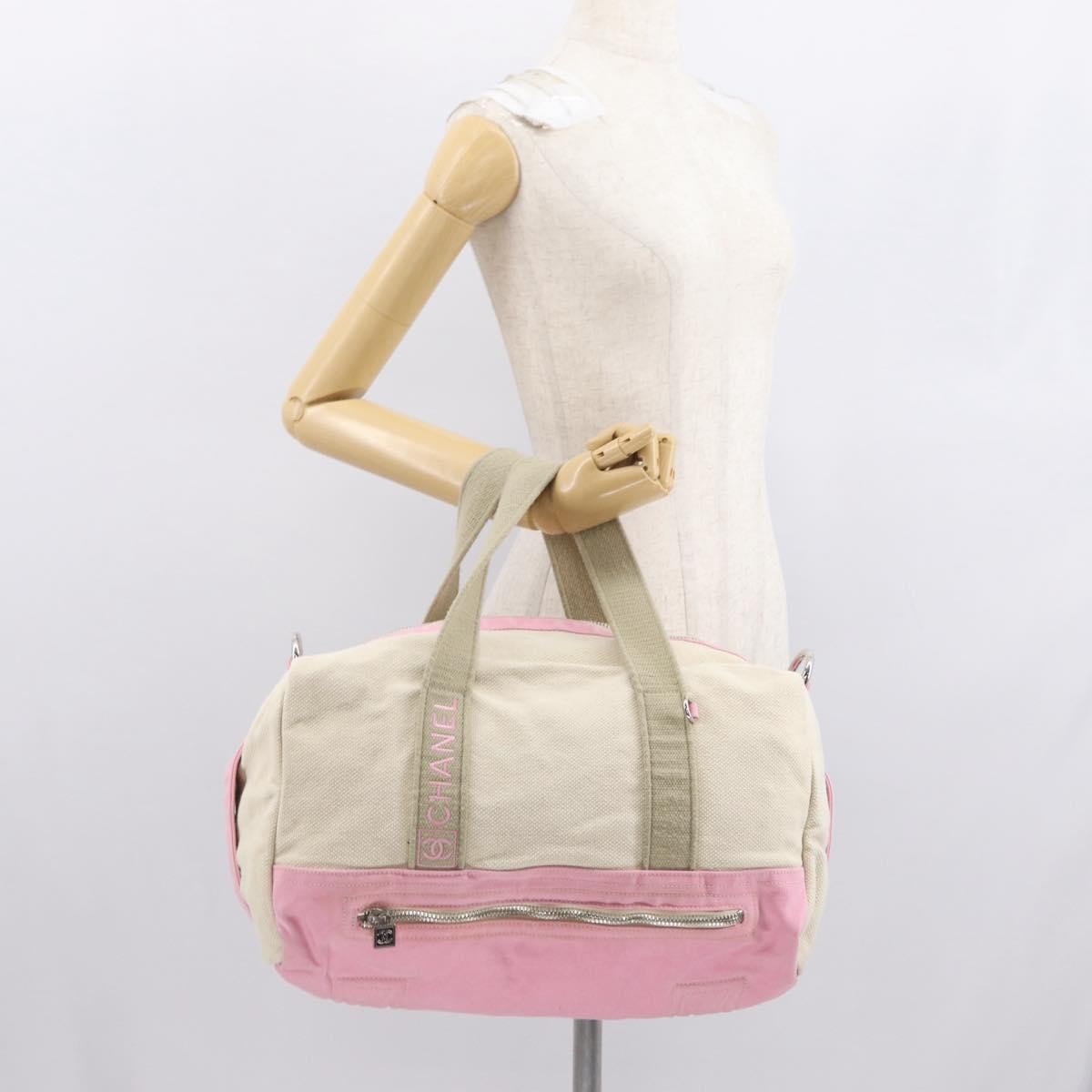 Chanel Sport Line Boston Ba Canvas, PINK, CANVAS, Travel bag