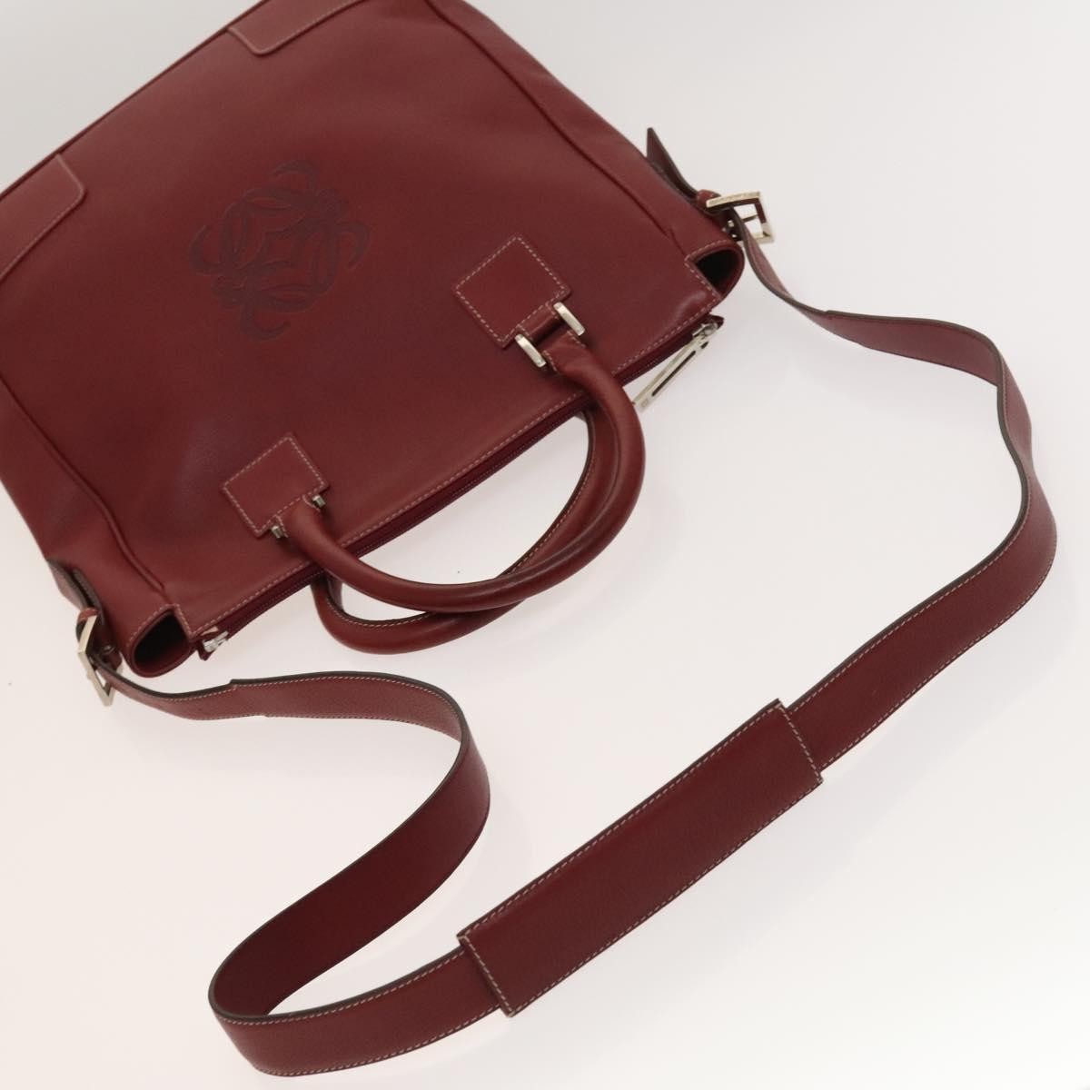 Loewe Vintage Anagram Tote Leather, Burgundy, Leather, Tote Bag