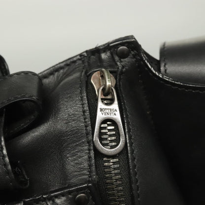 Bottega Veneta Utility Waist Bag Leather with Intrecciato, BLACK, LEATHER, Travel bag