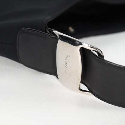 Salvatore Ferragamo Vala Shoulder Bag Nylon, BLACK, NYLON, Shoulder bag