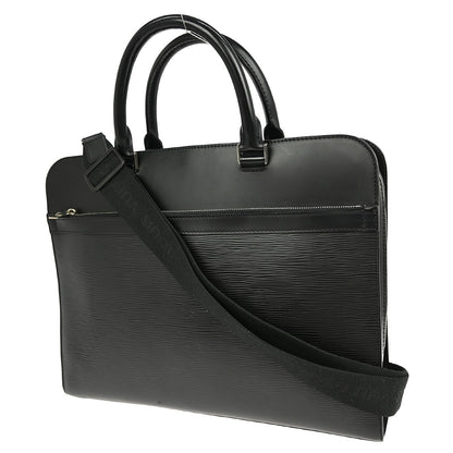 Louis Vuitton Bassano Briefcase Epi Leather, BLACK, LEATHER, Handbag