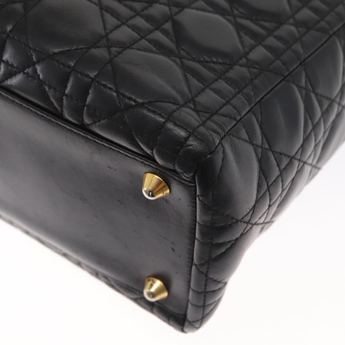 Christian Dior Vintage Lady Dior Bag Cannage Quilt Lambskin, BLACK, LEATHER, Tote bag