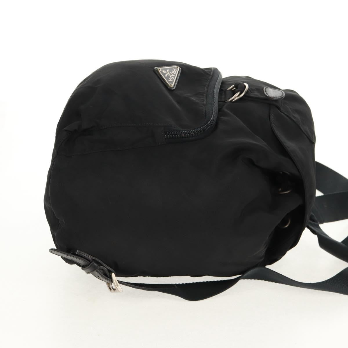 Prada Front Pocket Buckle Backpack Nylon, BLACK, NYLON, Backpack