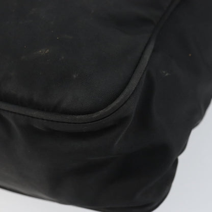 Prada Front Pocket Zip Messenger Bag Tessuto with Saffiano Leather, Black, Nylon, Shoulder Bag