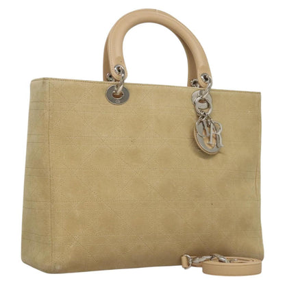 Christian Dior Lady Dior Bag Cannage Quilt Suede, BEIGE, SUEDE, Handbag