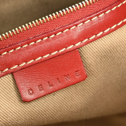 Celine Vintage Macadam Shoulder Bag Canvas and Leather, BEIGE, CANVAS, Shoulder bag
