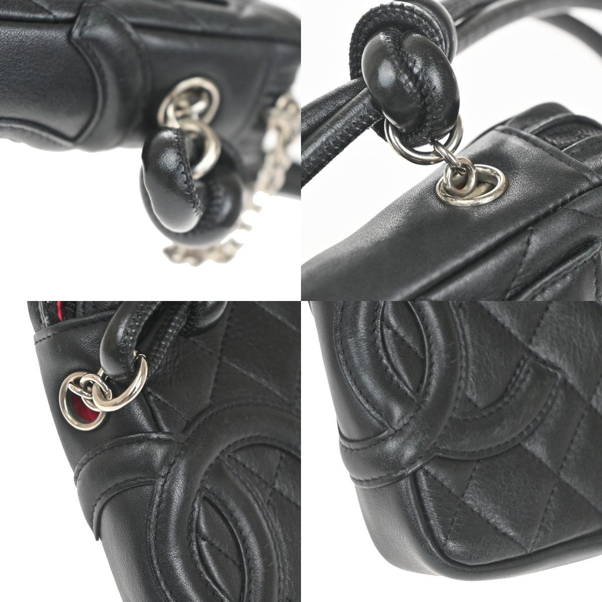 Chanel Cambon Pochette Quilted Leather, Black, Leather, Shoulder Bag