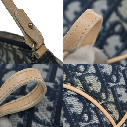 Christian Dior Vintage Saddle Bag Diorissimo Coated Canvas, BLUE, PVC, Shoulder bag
