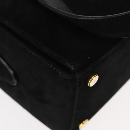 Salvatore Ferragamo Gancini mini handbag Canvas, BLACK, SUEDE, Handbag