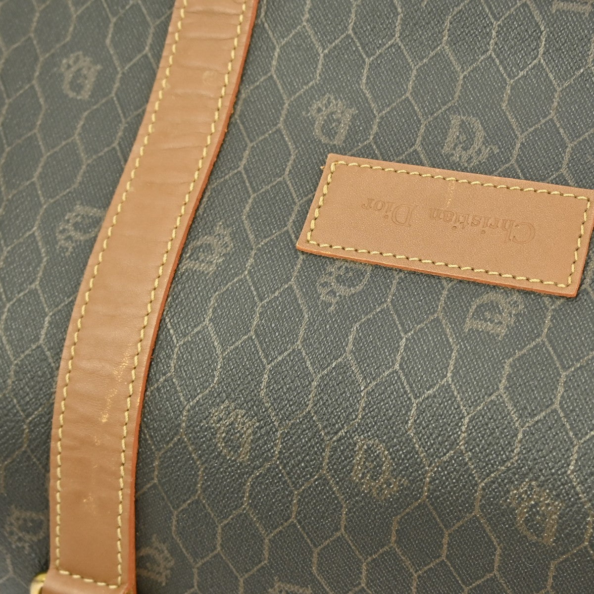 Christian Dior Vintage Honeycomb Boston bag Canvas and Leather, BLACK, PVC, Travel bag
