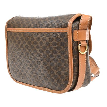 Celine Vintage Macadam Shoulder Bag Canvas and Leather, Brown, PVC, Shoulder Bag