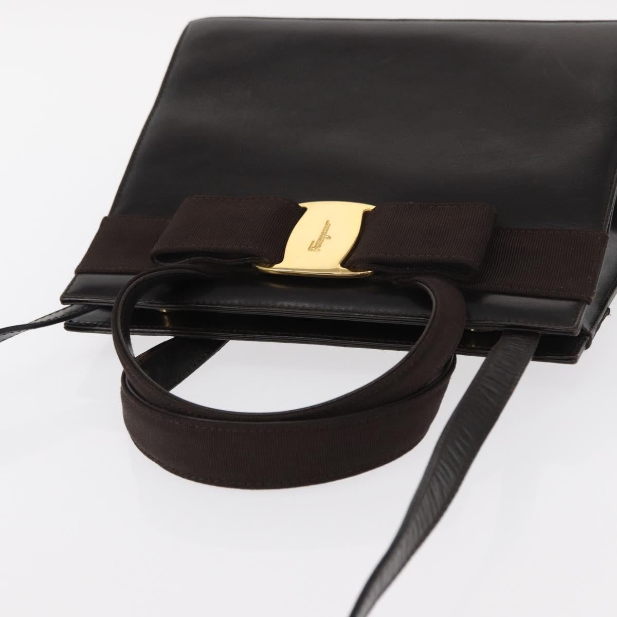 Salvatore Ferragamo Convertible Vara Bow Tote Leather, BROWN, LEATHER, Handbag