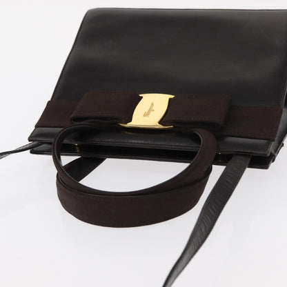 Salvatore Ferragamo Convertible Vara Bow Tote Leather, BROWN, LEATHER, Handbag