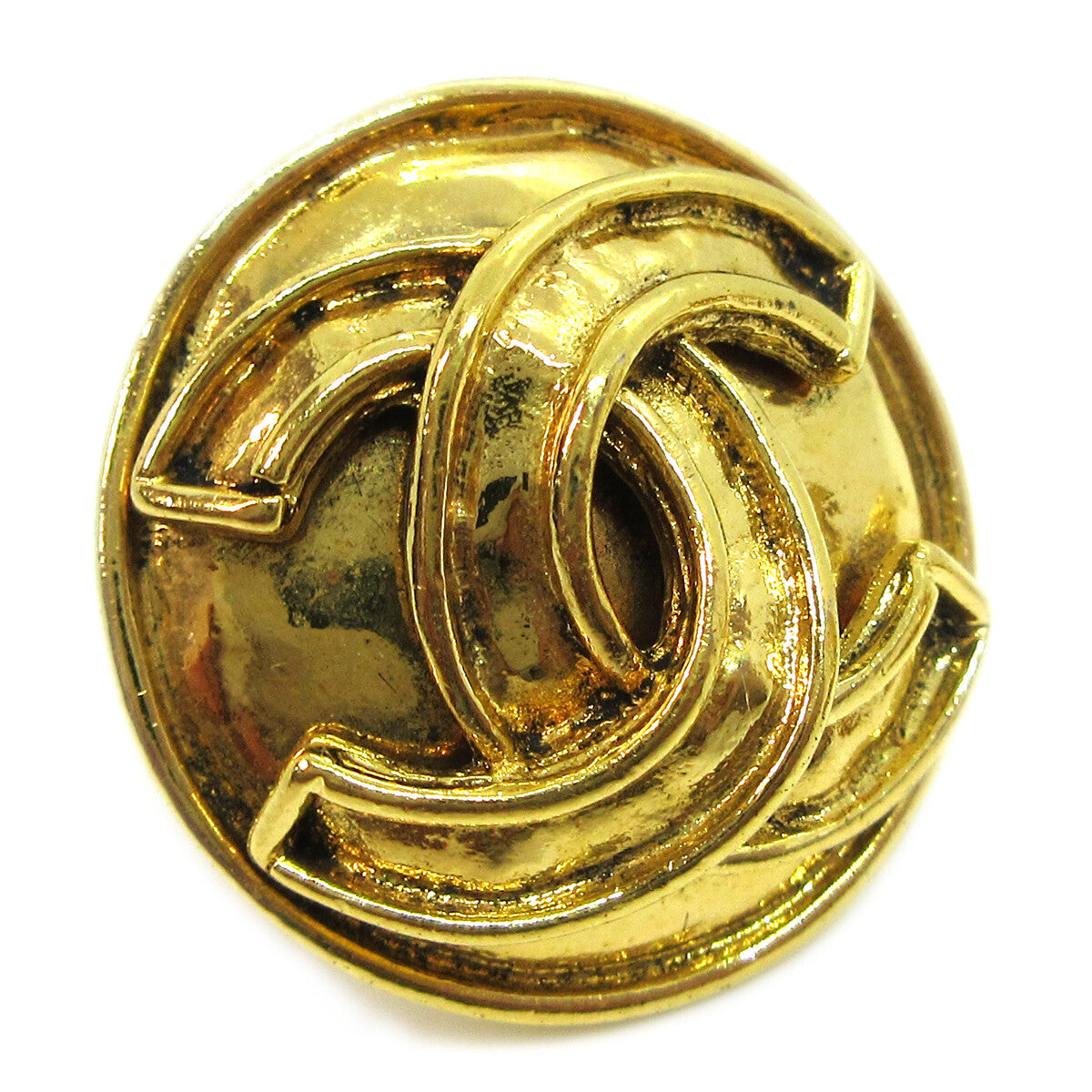 Chanel CC Button Clip-On Earrings Metal, GOLD, GOLD_PLATED, Earrings