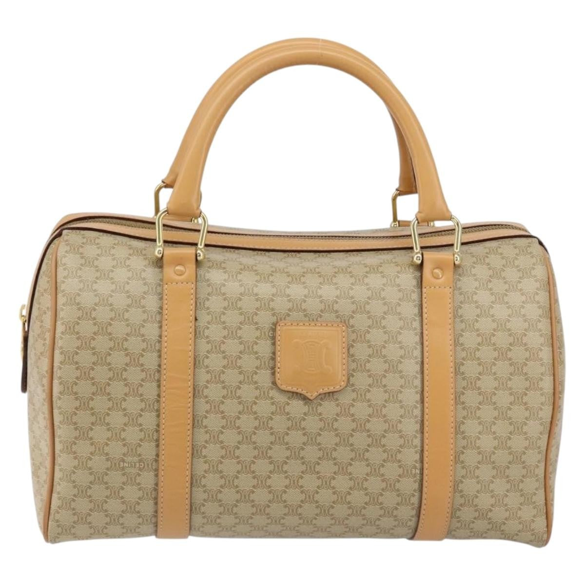 Celine Vintage Duffle Bag Macadam Coated Canvas, BEIGE, CANVAS, Travel bag