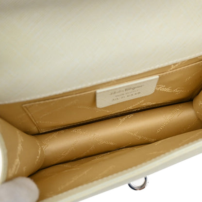 Salvatore Ferragamo Gancini Shoulder Bag Leather, WHITE, LEATHER, Shoulder bag