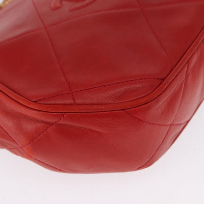 Chanel Vintage Diamond CC Tassel Shoulder Bag Quilted Leather, RED, LEATHER, Shoulder bag