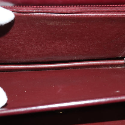 Christian Dior Flap Shoulder Bag Leather, BURGUNDY, LEATHER, Shoulder bag