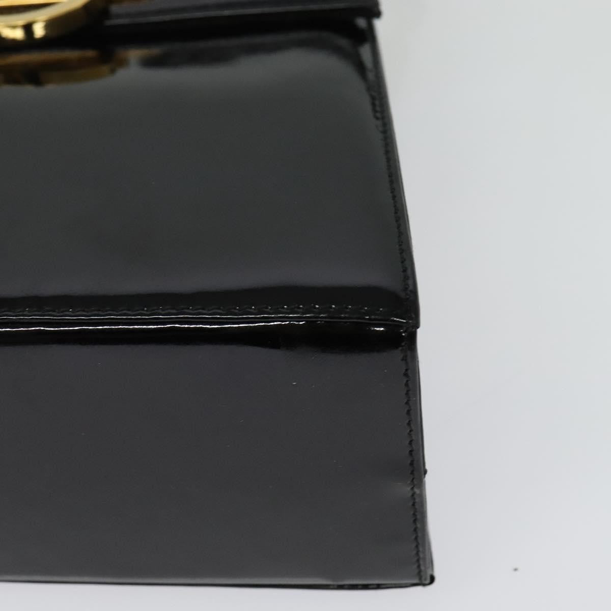 Salvatore Ferragamo Gancini Convertible Top Handle Bag Patent Leather, BLACK, PATENT_LEATHER, Handbag