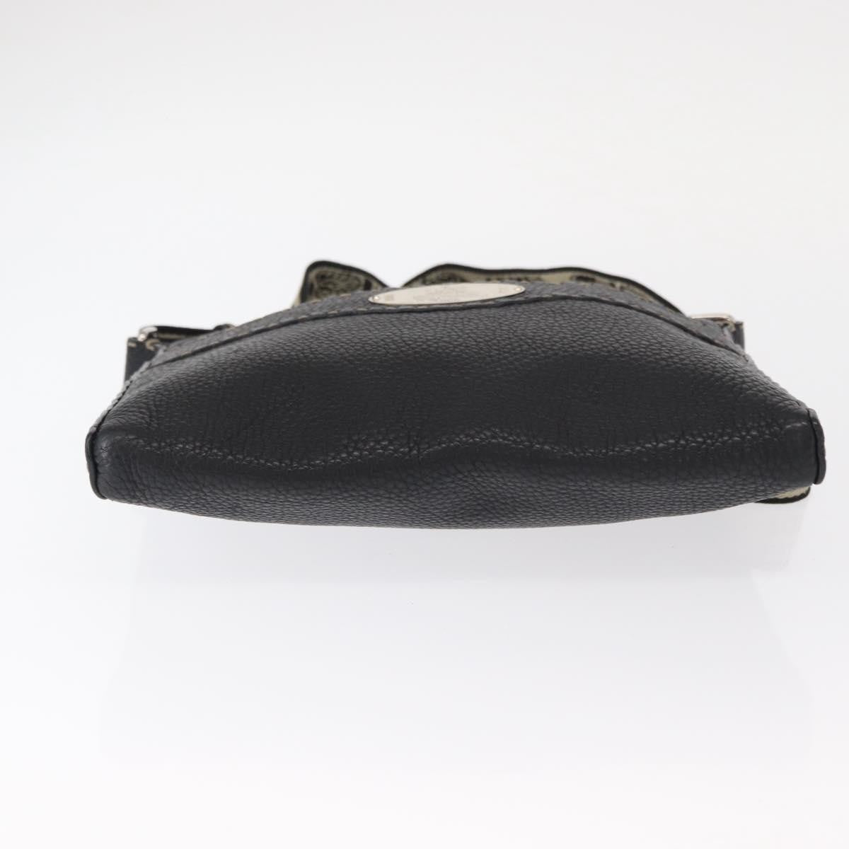 Fendi Vintage Selleria Zip Messenger Bag Leather, BLACK, LEATHER, Shoulder bag