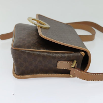 Celine Vintage Macadam Circle Logo Shoulder Bag Canvas and Leather, Brown, Canvas, Shoulder Bag