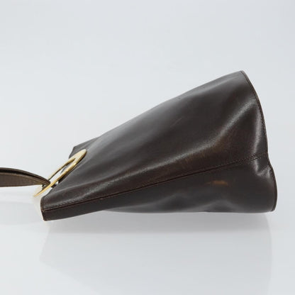 Celine Circle logo Leather, BROWN, LEATHER, Shoulder bag