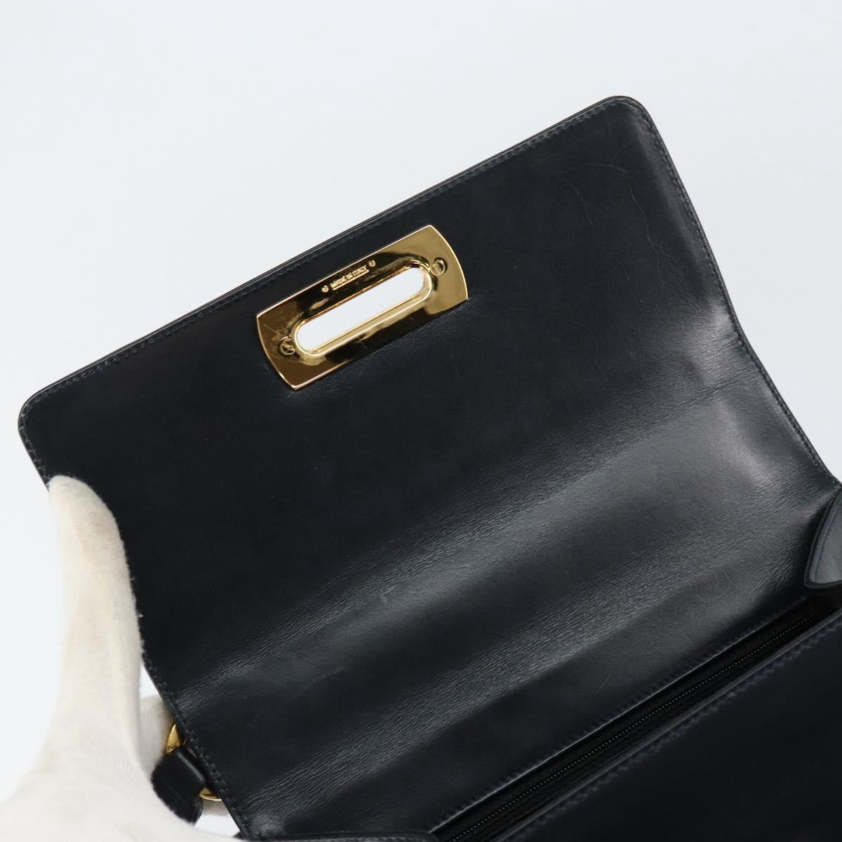 Salvatore Ferragamo Gancini Shoulder Bag Leather, NAVY, LEATHER, Shoulder bag