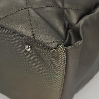 Chanel Biarritz Hobo Quilted Coated Canvas, SILVER, CANVAS, Shoulder bag