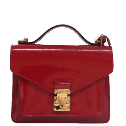 Louis Vuitton Monceau Handbag Vernis, Red, Patent Leather, Handbag