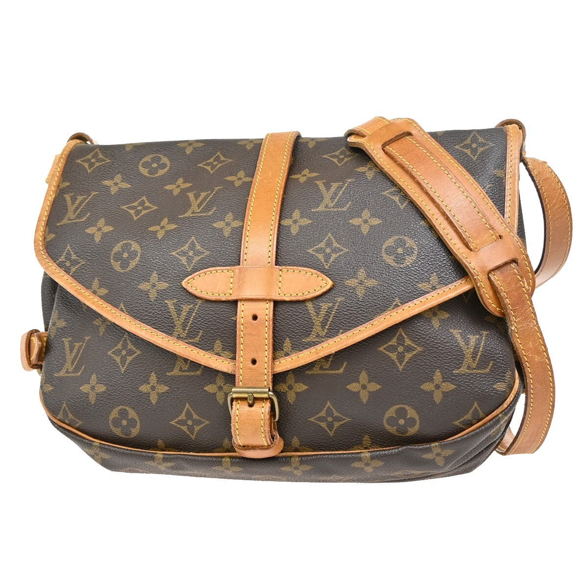 Louis Vuitton Saumur Handbag Monogram Canvas, BROWN, CANVAS, Shoulder bag