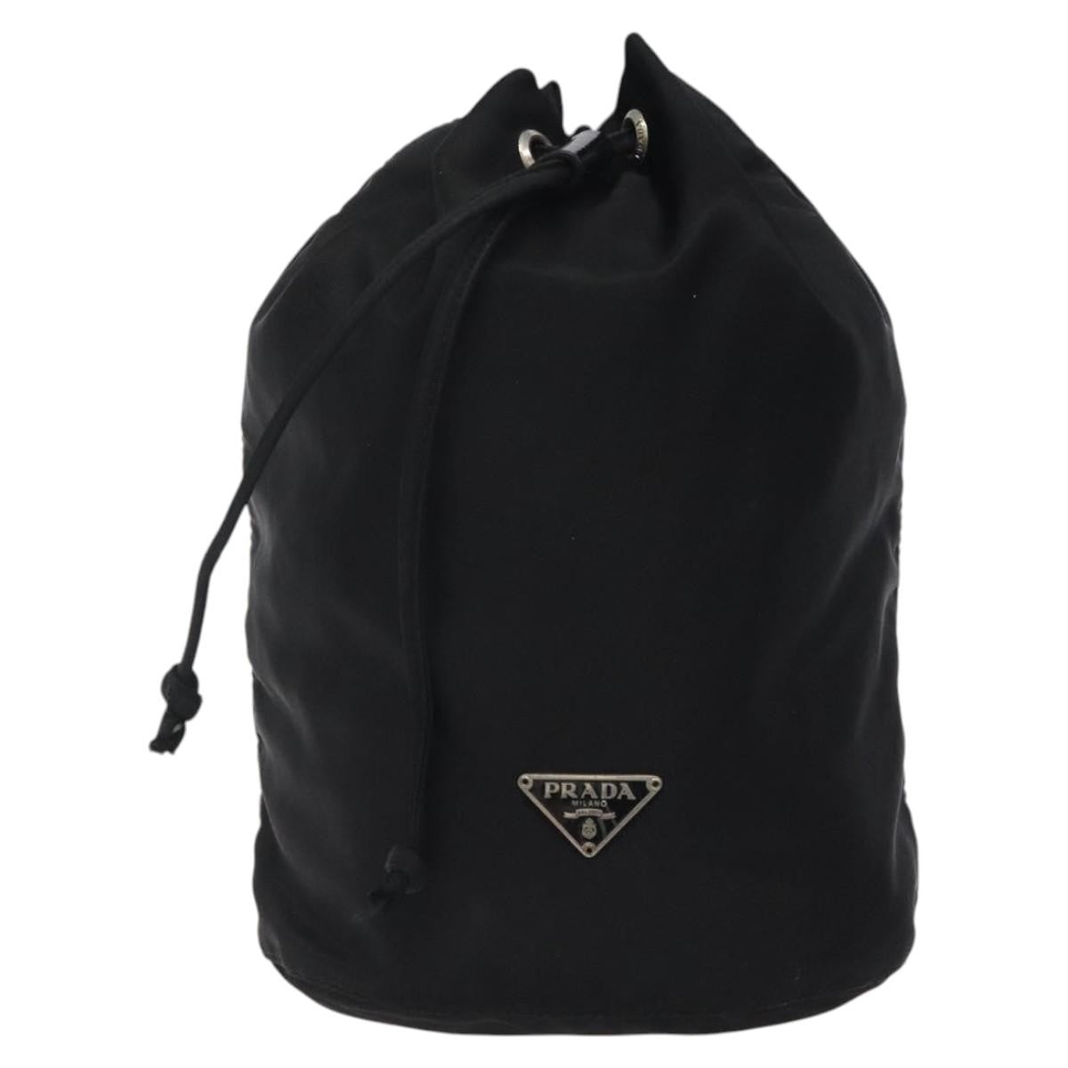 Prada Vela Drawstring Bucket Wristlet Pouch Tessuto, BLACK, NYLON, Clutche & pouche