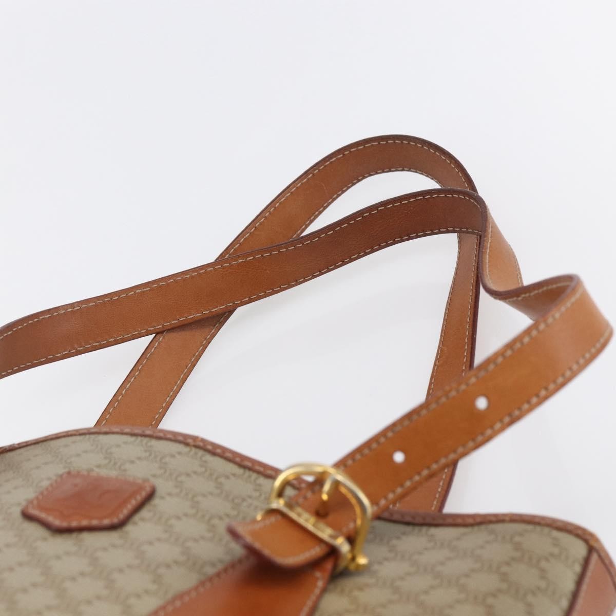 Celine Vintage Macadam Tote bag Canvas and Leather, BEIGE, CANVAS, Tote bag
