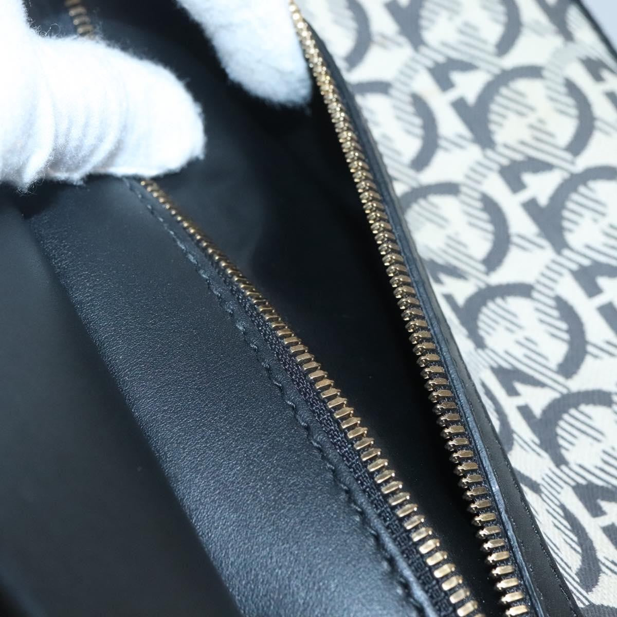 Salvatore Ferragamo Studio Satchel Gancini Jacquard and Leather, BLACK, CANVAS, Handbag