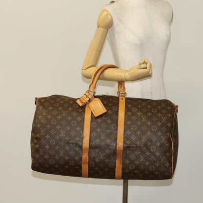 Louis Vuitton Keepall Bandouliere Bag Monogram Canvas, BROWN, CANVAS, Travel bag