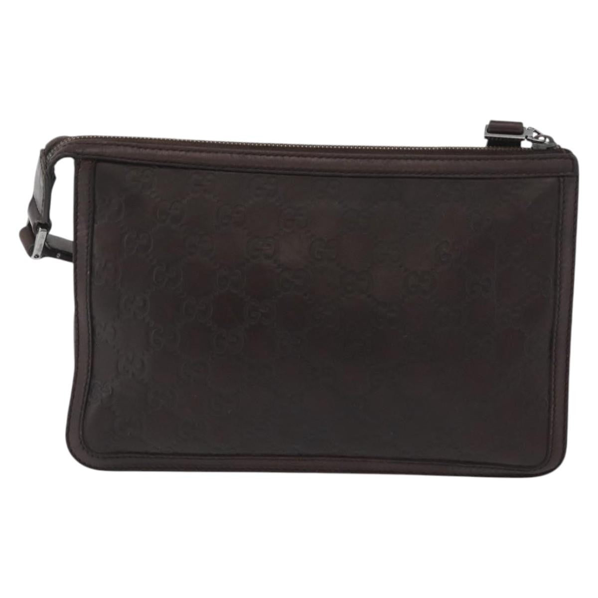 Gucci Zip Pouch Leather, BROWN, LEATHER, Clutche & pouche