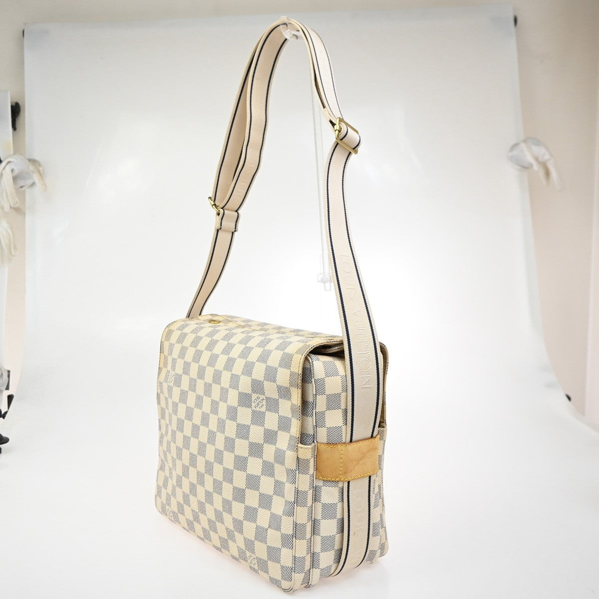 Louis Vuitton Naviglio Handbag Damier, WHITE, CANVAS, Shoulder bag