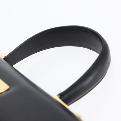 Salvatore Ferragamo Gancini handbag Leather, BLACK, LEATHER, Handbag