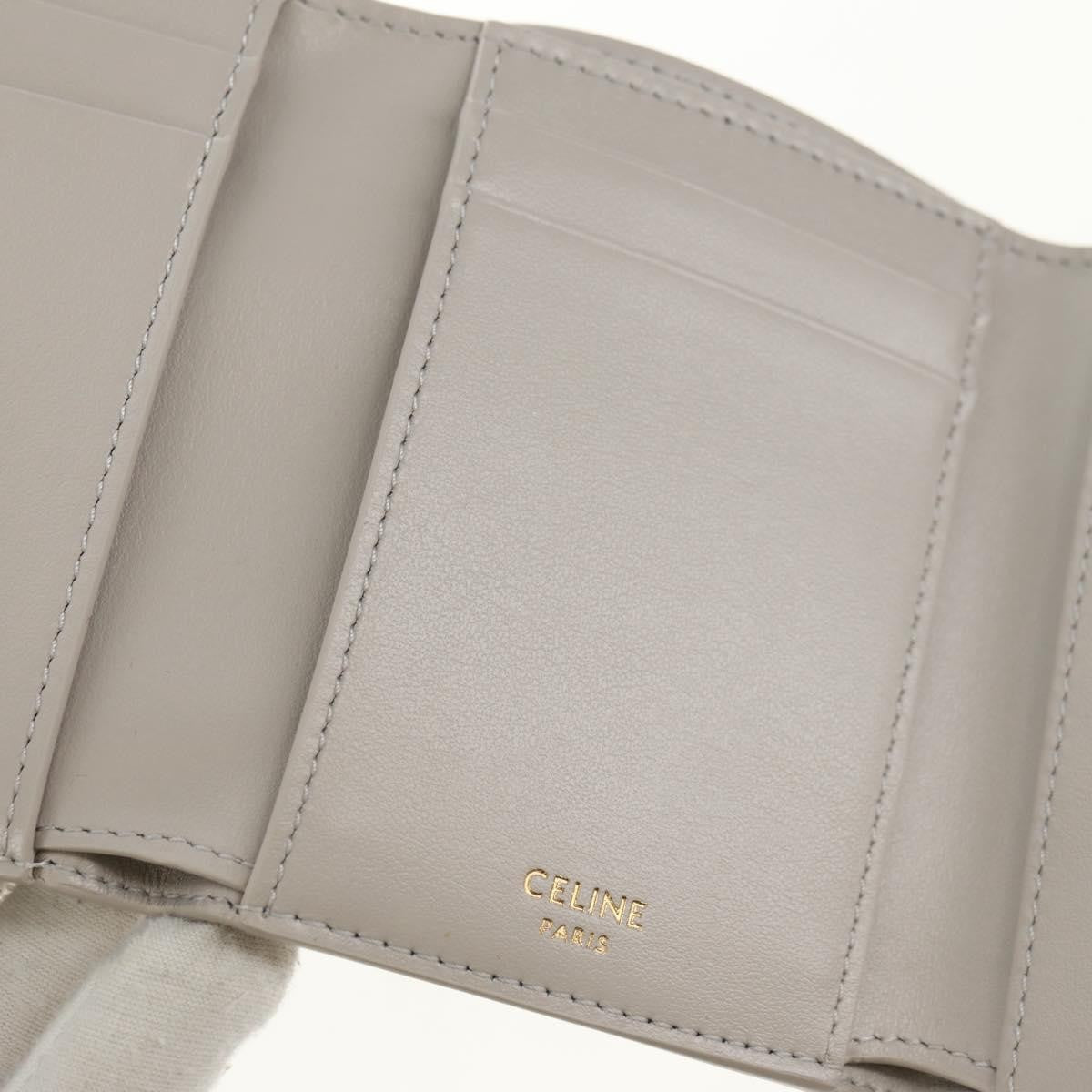Celine Triomphe Trifold Wallet Leather, Beige, Leather, Wallet