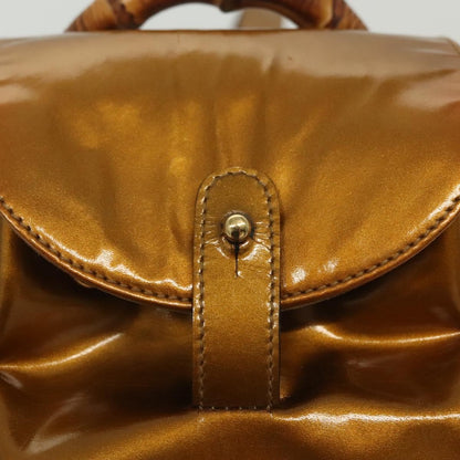 Gucci Vintage Bamboo Backpack Patent, GOLD, PATENT_LEATHER, Backpack