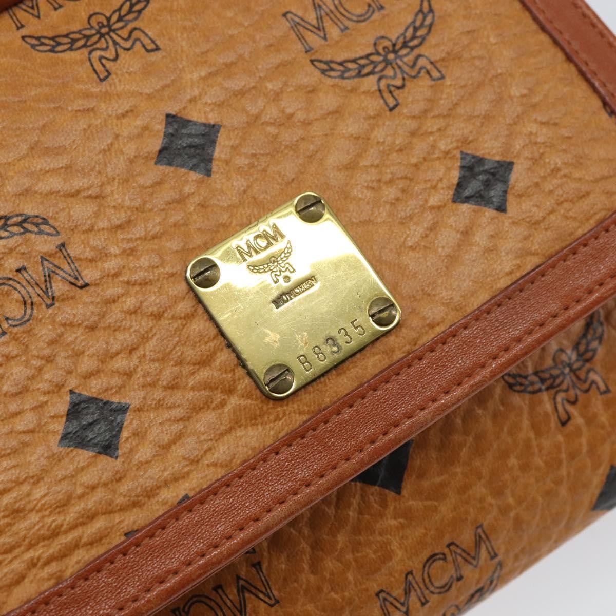 MCM Visetos Shoulder bag Canvas and Leather, BROWN, CANVAS, Shoulder bag