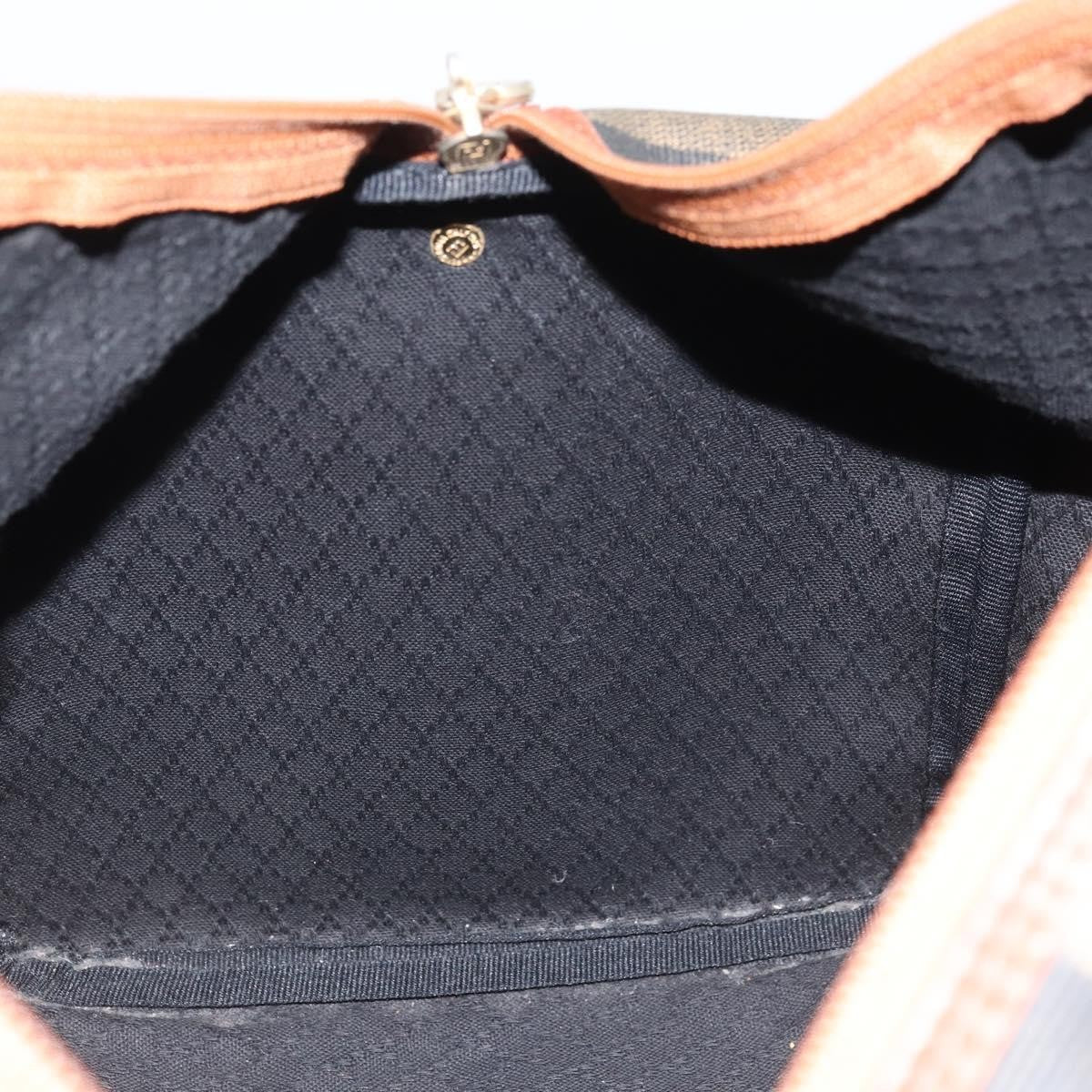 Fendi Vintage Pequin Boston Bag Coated Canvas, Brown, Canvas, Travel Bag