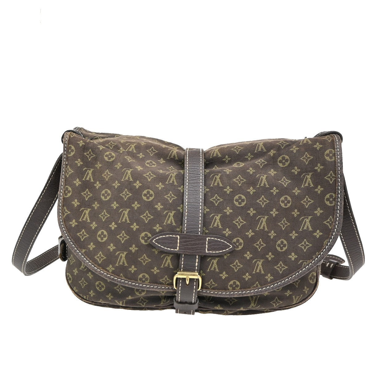 Louis Vuitton Saumur Handbag Mini Lin, BROWN, CANVAS, Shoulder bag
