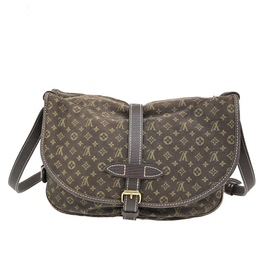 Louis Vuitton Saumur Handbag Mini Lin, BROWN, CANVAS, Shoulder bag