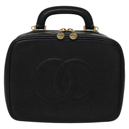Chanel Vintage Timeless Zip Around Vanity Case Caviar, BLACK, LEATHER, Toiletry Case