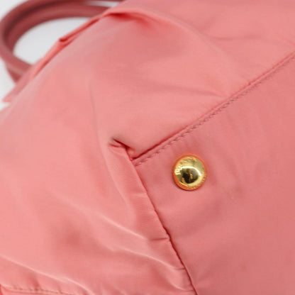 Prada Logo Bow Tote Tessuto with Leather, PINK, NYLON, Tote bag