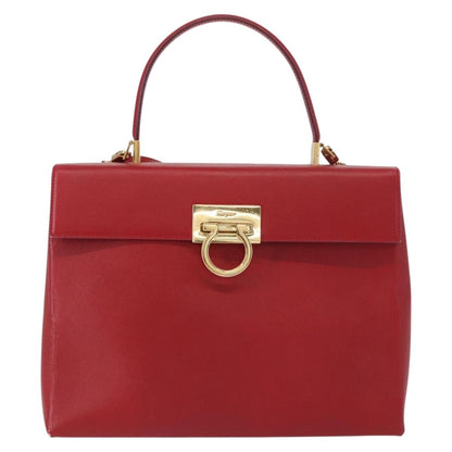 Salvatore Ferragamo Gancini handbag Leather, RED, LEATHER, Handbag