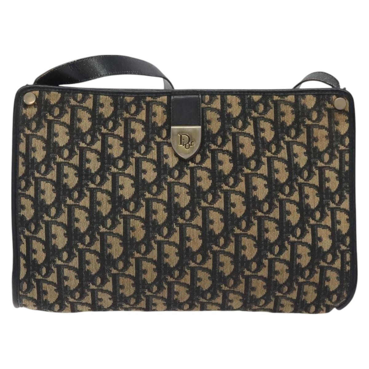 Christian Dior Vintage Trotter Shoulder Bag Canvas, NAVY, CANVAS, Shoulder bag