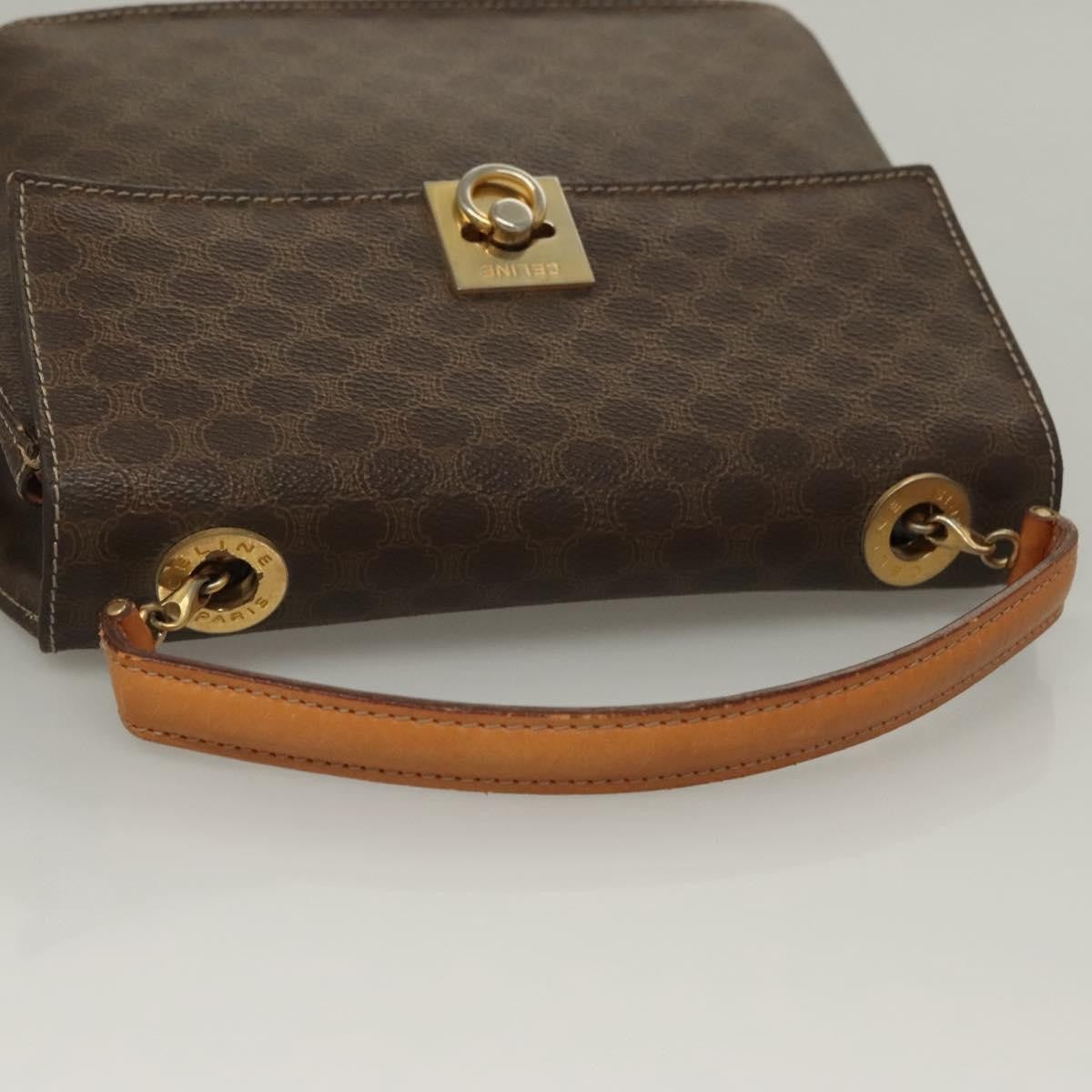 Celine Macadam Handbag Macadam with leather, BROWN, CANVAS, Handbag